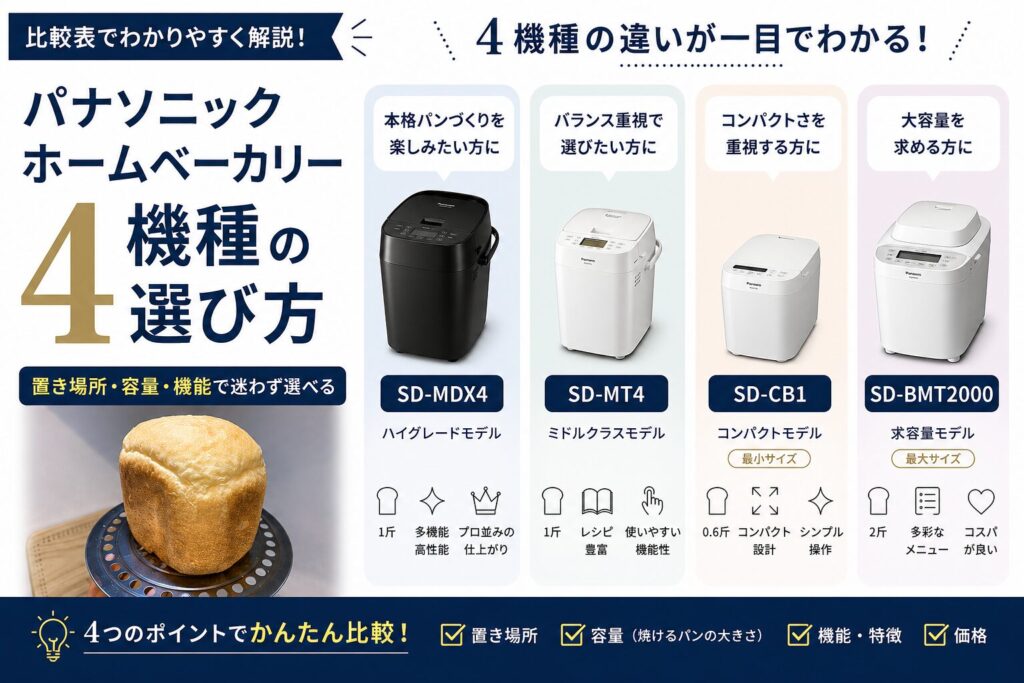 2026年最新】パナソニックホームベーカリー全4機種比較｜後悔しない 