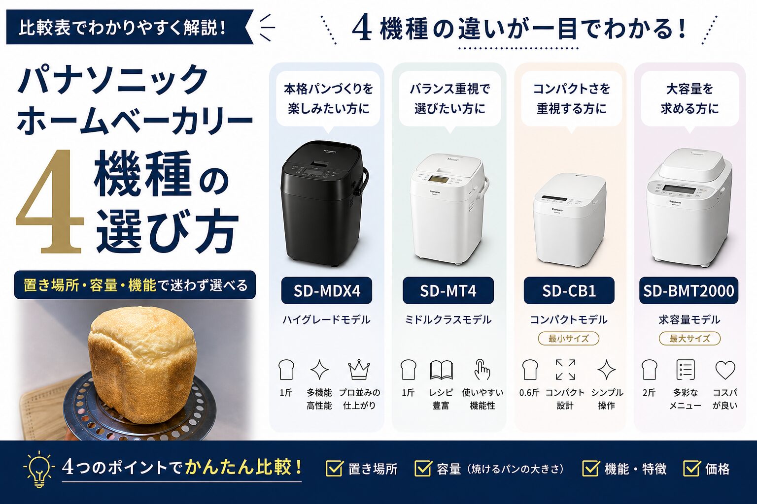 2026年最新】パナソニックホームベーカリー全4機種比較｜後悔しない 